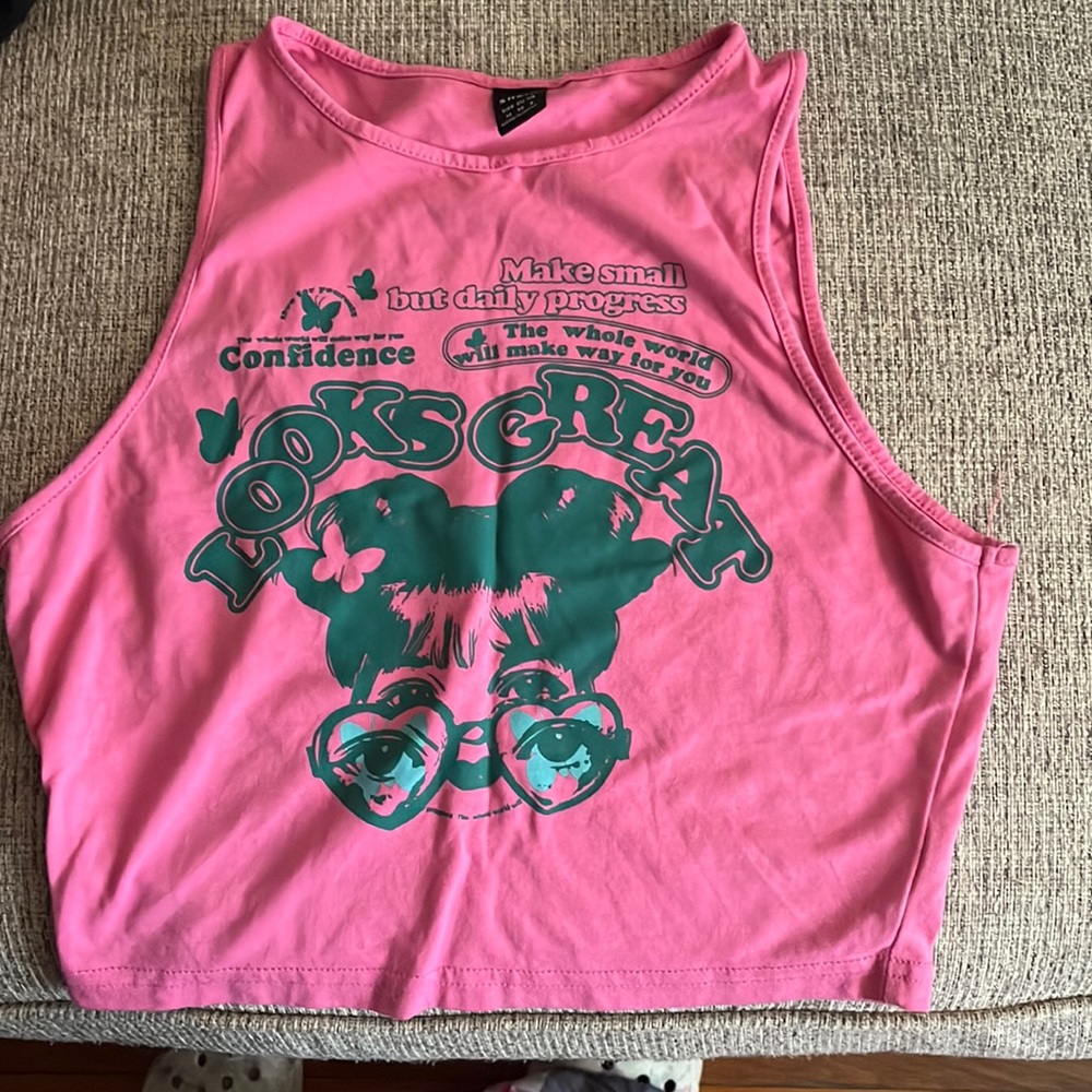Pink and green tee